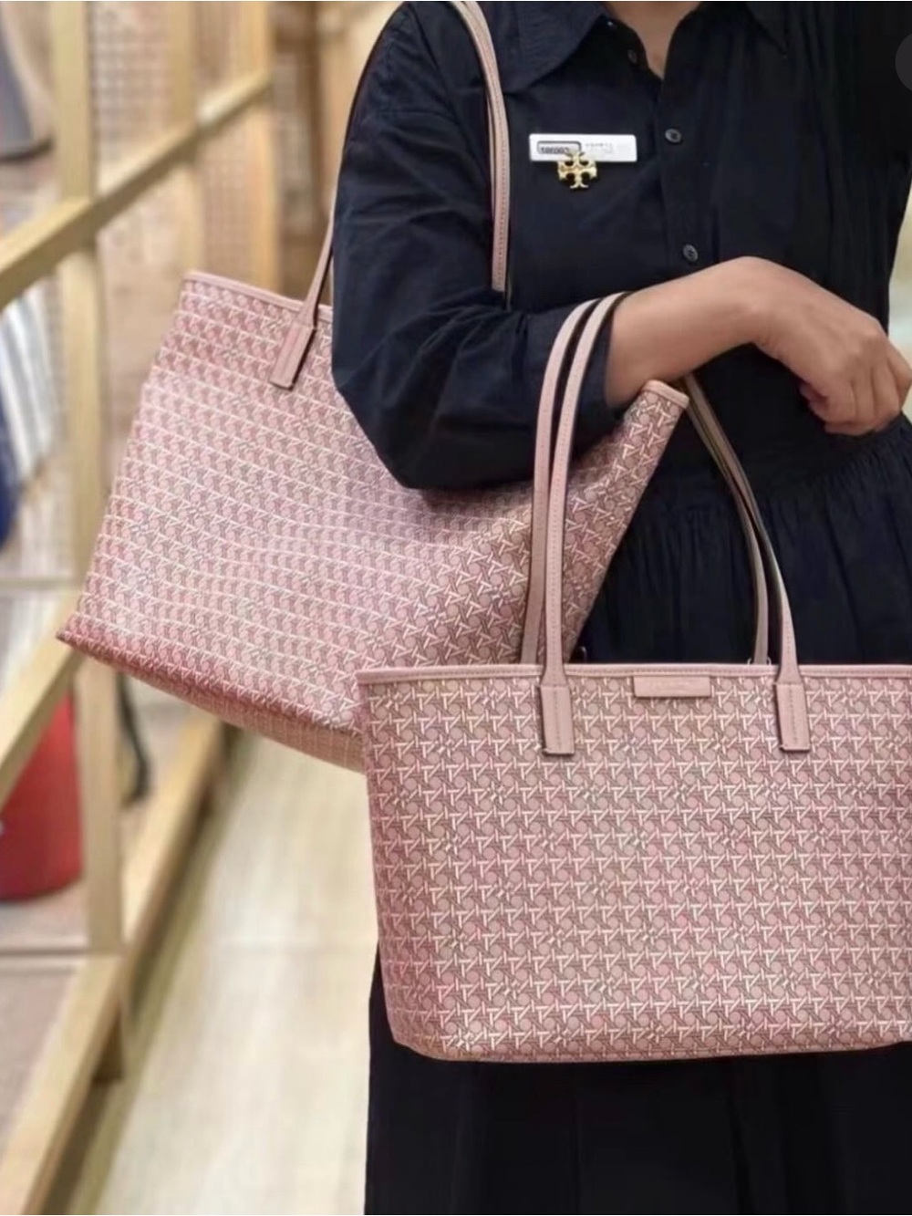 Tory Burch Pink Geometric Logo Tote